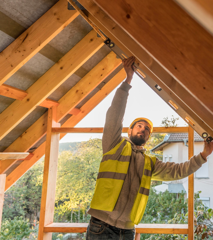 Skilled carpenter installing roofing materials
